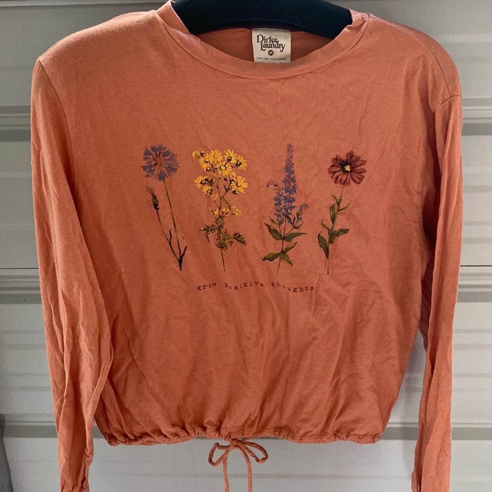 Dirtee Laundry Long Sleeve Cropped Tshirt with Tie at waistline | Size M